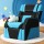 Keezi Kids Recliner Chair - PU Leather Gaming Sofa Lounge with Adjustable Backrest, Footrest, Headrest, Black & Blue