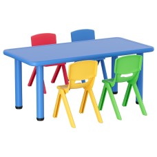 Keezi 5PCS Kids Activity Table and Chairs Set - Adjustable, Stackable, HDPE Plastic, 100kg Capacity, EN71 Certified