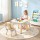 Keezi Kids Table and 2 Chairs Set Height Adjustable Graffiti Draw on Desktop Yellow for Ages 3-8 Play