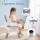 Keezi Kids Adjustable Table and 4 Chairs Set Height Adjustable Draw on Desktop Grey White 3+ yrs Comfortable