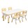 Keezi Kids Table and 4 Chairs Set with Draw-On Tabletop, Height Adjustable, Non-Toxic PP, Yellow and White, Ages 3+