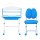 Keezi Ergonomic Kids Study Desk & Chair Set, Adjustable Height, Tiltable Desktop, LED Lamp, Blue, Durable Iron/MDF/PP