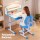 Keezi Ergonomic Kids Study Desk & Chair Set, Adjustable Height, Tiltable Desktop, LED Lamp, Blue, Durable Iron/MDF/PP