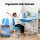 Keezi Ergonomic Kids Study Desk & Chair Set, Adjustable Height, Tiltable Desktop, LED Lamp, Blue, Durable Iron/MDF/PP