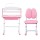 Keezi Kids Ergonomic Pink Study Desk & Chair Set with Adjustable Height, LED Lamp, Tiltable Table, Storage Drawer