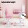 Keezi Kids Ergonomic Pink Study Desk & Chair Set with Adjustable Height, LED Lamp, Tiltable Table, Storage Drawer