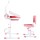 Keezi Adjustable Kids Study Desk & Chair Set with LED Lamp, Pink - Ergonomic Design, MDF & PP Material, Ages 3+