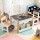 Keezi 4-in-1 Kids Table Set: Natural Wood Activity Table w/ Bookcase, Storage & Reversible Blackboard/Whiteboard