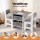 Keezi Kids Wooden Table & 2 Chairs Set with Storage Drawers - MDF, Grey, Ideal for Drawing, Reading, Crafts & More