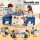 Keezi Kids Table and Chair Set - HDPE, Blue/Yellow, 40kg Capacity, Ergonomic, Non-Slip, Easy Clean, EN71 Certified
