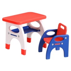 Vibrant Keezi Kids Table & Chair Set - Durable HDPE, Orange/Yellow, Ergonomic Design, 40kg Capacity, Easy Clean Surface