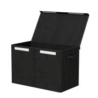 Keezi Large 83L Toy Box Chest Storage - Foldable Linen Fabric with Flip-Top Lid, Dustproof, No Assembly Required