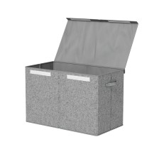 Keezi Large Grey Toy Box Chest with Flip-Top Lid, Collapsible Linen Organiser, 83L Storage, No Assembly Required