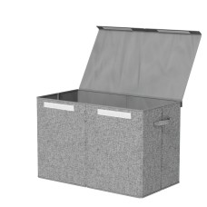 Keezi Large Grey Toy Box Chest with Flip-Top Lid, Collapsible Linen Organiser, 83L Storage, No Assembly Required Keezi Large Grey Toy Box Chest with Flip-Top Lid, Collapsible Linen Organiser, 83L Storage, No Assembly Required