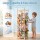 Keezi 135cm Wooden Stuffed Animal Storage Tower with Wheels Elastic Cords Natural Pine Organiser (Tall)