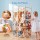 Keezi 135cm Wooden Stuffed Animal Storage Tower with Wheels Elastic Cords Natural Pine Organiser (Tall)