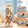 Keezi 135cm Wooden Stuffed Animal Storage Tower with Wheels Elastic Cords Natural Pine Organiser (Tall)