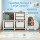 Keezi Car-Shaped Toy Storage Organiser with 4 Bins & Cabinet, HDPE, Child-Friendly Design, 121.5x31.5x66cm, White