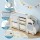 Keezi Car-Shaped Toy Storage Organiser with 4 Bins & Cabinet, HDPE, Child-Friendly Design, 121.5x31.5x66cm, White