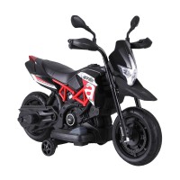 RIGO Aprilia Licenced Kids Electric Ride On Motorbike Dorsoduro 900, 6V, Twin Motors, Black, Ages 3+, 80x42x59cm,