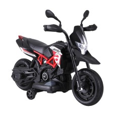 RIGO Aprilia Licenced Kids Electric Ride On Motorbike Dorsoduro 900, 6V, Twin Motors, Black, Ages 3+, 80x42x59cm,
