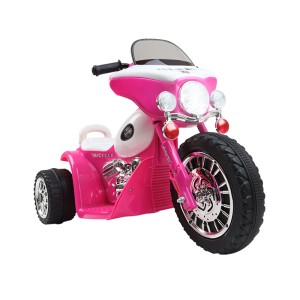 Rigo Kids Pink 6V Electric Police Motorcycle - Harley-Inspired, Anti-Slip Tyres, Music, 3+ Years, 25kg Capacity