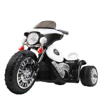RIGO Kids 6V Electric Police Motorcycle, Black, Harley-Inspired, Anti-Slip Tyres, Music, 3km/h, Ages 3+, 1-Year Warranty