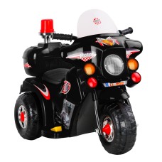 RIGO Kids 6V Electric Ride-On Police Motorcycle – Black, Slip-Proof Handlebars, Music, Siren, EN71 Certified, 3-4km/h