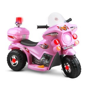 Rigo Kids 6V Electric Ride-On Police Motorcycle in Pink with Music, Anti-Slip Tyres, and Keyless Start for Ages 3+