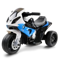 Rigo Kids Electric Ride On Police Motorcycle - Licenced BMW S1000RR, Blue, 3-Wheel, Anti-Slip Tyres, 3km/h Speed