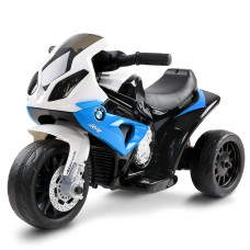 Rigo Kids Electric Ride On Police Motorcycle - Licenced BMW S1000RR, Blue, 3-Wheel, Anti-Slip Tyres, 3km/h Speed