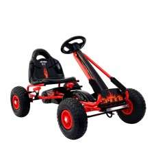 Rigo Kids Pedal Go Kart - Red Racing Car with Rubber Tyres, Adjustable Seat, Safe Braking for Ages 3+, 30kg Capacity
