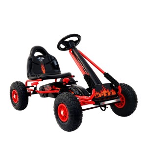 Rigo Kids Pedal Go Kart - Red Racing Car with Rubber Tyres, Adjustable Seat, Safe Braking for Ages 3+, 30kg Capacity