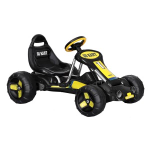 Rigo Kids Pedal Go Kart - Black Racing Car with Plastic Tyres, Steel Frame, Sporty Steering, Ages 3+, 25KG Capacity