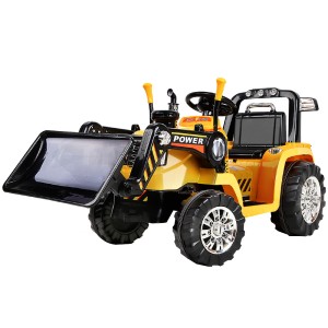 RIGO Kids Electric Bulldozer Ride-On Car with Remote Control, 6V Battery, Anti-Slip Tyres, Music, Lights - Yellow
