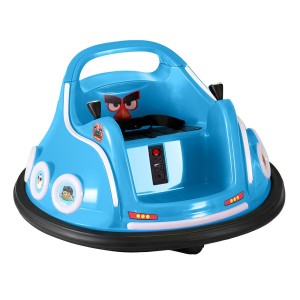 Rigo Kids Ride On Bumper Car - Electric Blue, Angry Birds Stickers, Remote Control, 360° Spin, Music & LED Lights