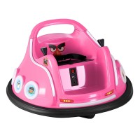 Rigo Kids Pink Electric Ride On Bumper Car, 360° Spin, Angry Birds Stickers, Remote Control, Safety Belt, Ages 3+