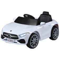 Rigo Kids Electric Ride On Car Licenced 12V White with Remote, Music, Safety Belt, Twin Motors, Ages 3+, 89cm
