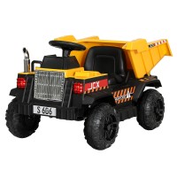 Rigo Kids Electric Ride On Dump Truck - 12V Yellow, Twin Motors, Anti-Slip Tyres, MP3 Input, 3-5km/h, Ages 3