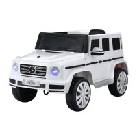 Mercedes-Benz Licenced Kids Ride On Car G500 12V Electric White with Remote, Horn, Music, Safety Belt, 107cm