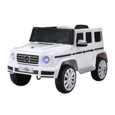 Mercedes-Benz Licenced Kids Ride On Car G500 12V Electric White with Remote, Horn, Music, Safety Belt, 107cm