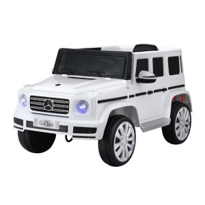Mercedes-Benz Licenced Kids Ride On Car G500 12V Electric White with Remote, Horn, Music, Safety Belt, 107cm