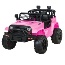 Rigo Kids Electric Ride-On Jeep Car in Pink - 12V, Remote Control, Twin Motors, Safety Belt, Music, for Ages 3+