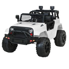 Rigo Kids Electric Ride-On Jeep Toy Car, 12V, White - Remote Control, Safety Belt, Twin Motors, Music, Ages 3+