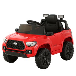 Rigo Toyota Tacoma Kids Electric Ride-On Car 12V, Remote Control, Red - Off-Road Jeep Toy with Safety Belt & MP3 Music