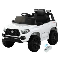 Rigo Toyota Tacoma Kids Electric Ride-On Car, 12V Off-Road Jeep with Remote Control, Safety Belt, Music, White, Ages 3+