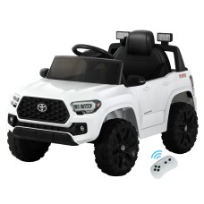 Rigo Toyota Tacoma Kids Electric Ride-On Car, 12V Off-Road Jeep with Remote Control, Safety Belt, Music, White, Ages 3+