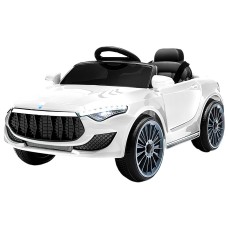 RIGO Kids 12V Electric Ride On Car with Music, Headlights & Remote Control – White, Safe & Fun for Ages 3+, 1-Year Warranty