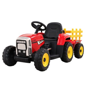 Rigo Kids 12V Electric Ride-On Tractor Car, Red - Realistic Driving, USB Music, Safety Features, 3-6km/h Speed, Ages 3+