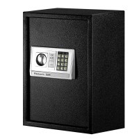 UL-TECH Digital Security Safe Box - Steel, 50x35x30.5cm, Twin-Bolt Lock, Keypad & Alarm, Wall Mountable, Black